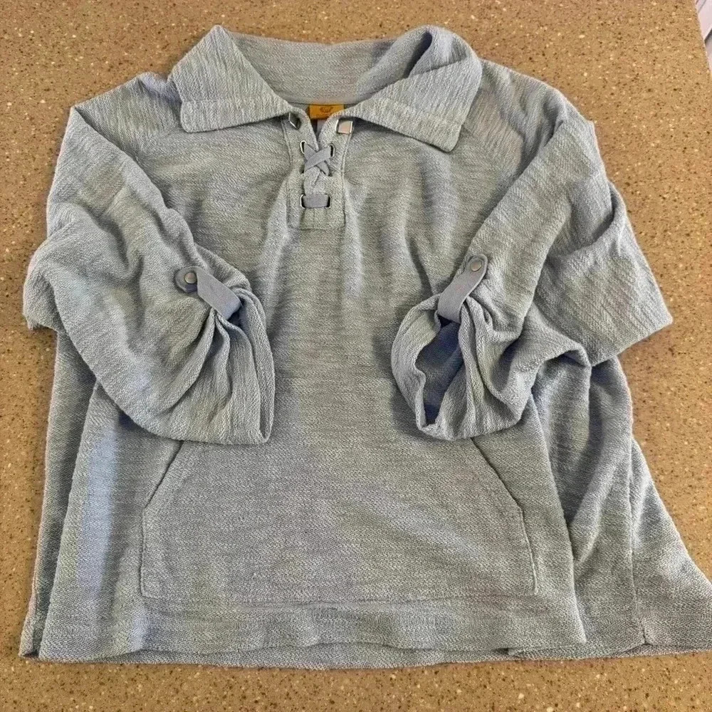 Ruby Rd Top Women's 3X  Pullover Shirt Roll Tab Or LS Lace Up Chest